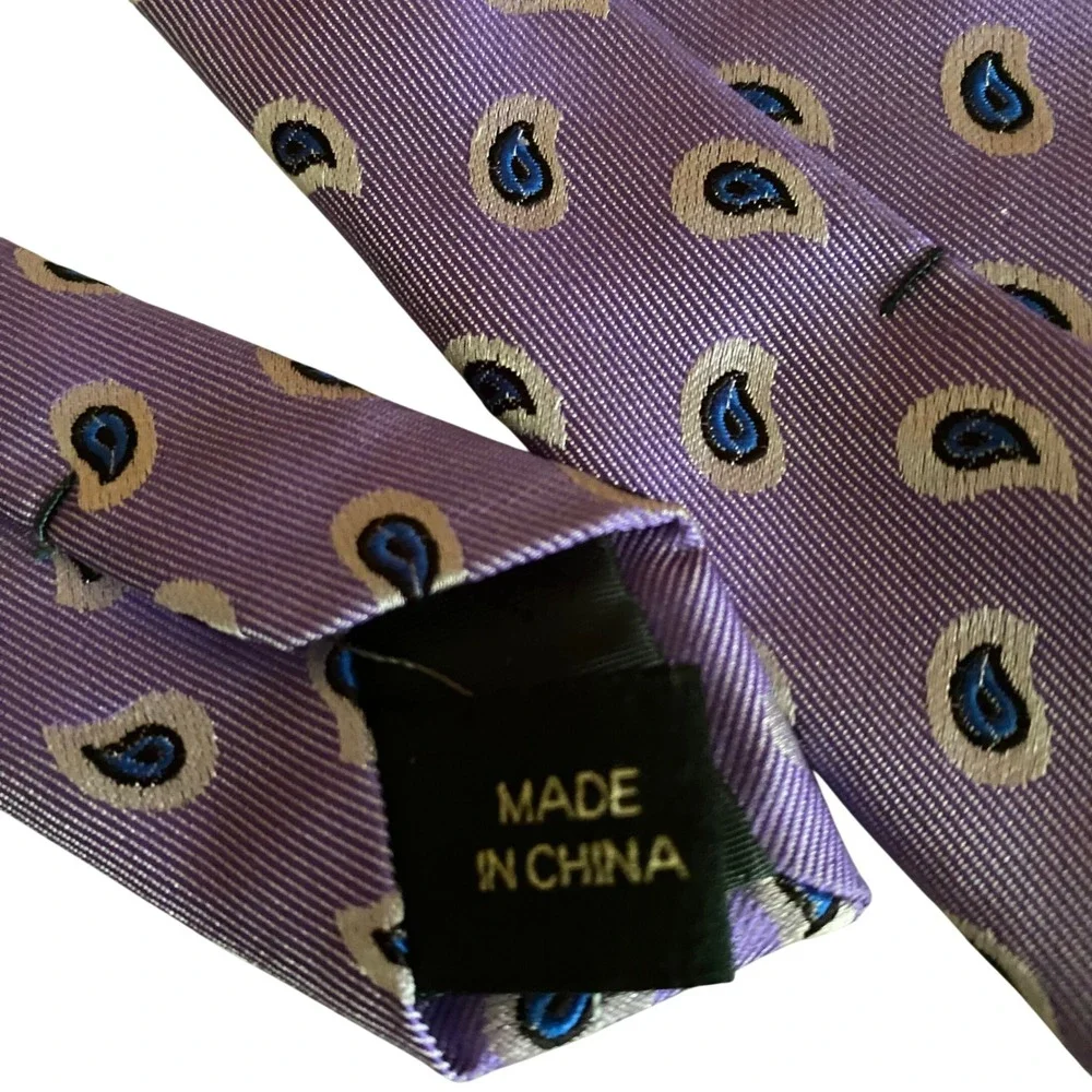 Lauren Ralph Lauren Men's Tie Lavender Purple Blue Silver Paisley Necktie